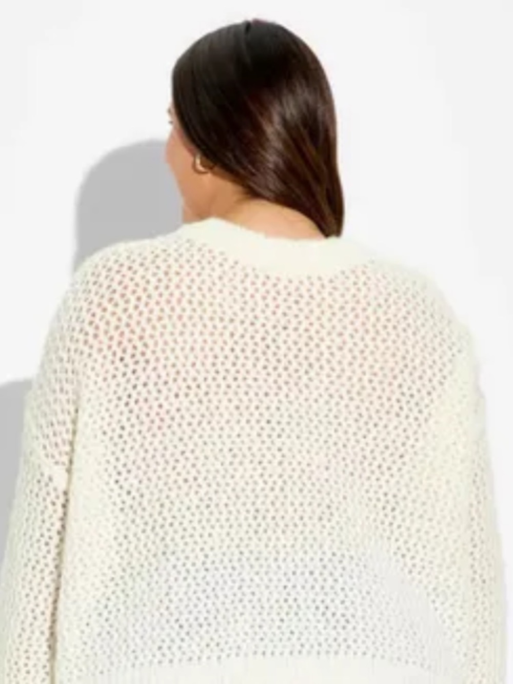 wild fable Open-Knit Crewneck Sweater in Cream